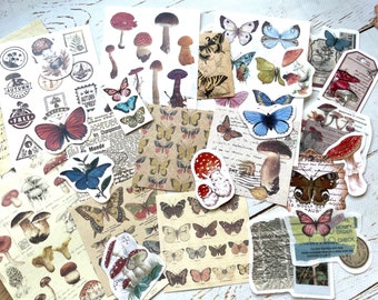 Butterfly Botanical Journal pack/ floral Planner decoration pack/Collage  Scrapbooking / Mixed Media idea/ Art Journal deco