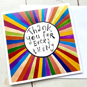 Tarjeta de agradecimiento/ Diversión del arco iris Tarjeta de saludos de agradecimiento/ Amante del yoga Obras de arte coloridas/ Tarjeta de amistad