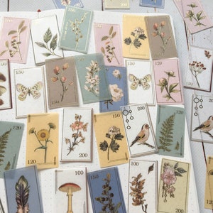 Floral sticker Set/ Travellers Journal Deco / Vintage inspired stickers/ Collage Scrapbook supplies