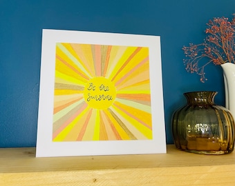 Be the Sunshine Wall  Art Print • Yoga Yogi Artwork • Sunny Yellow  Print • Home Wall Decor • Contemporary Colourful Art