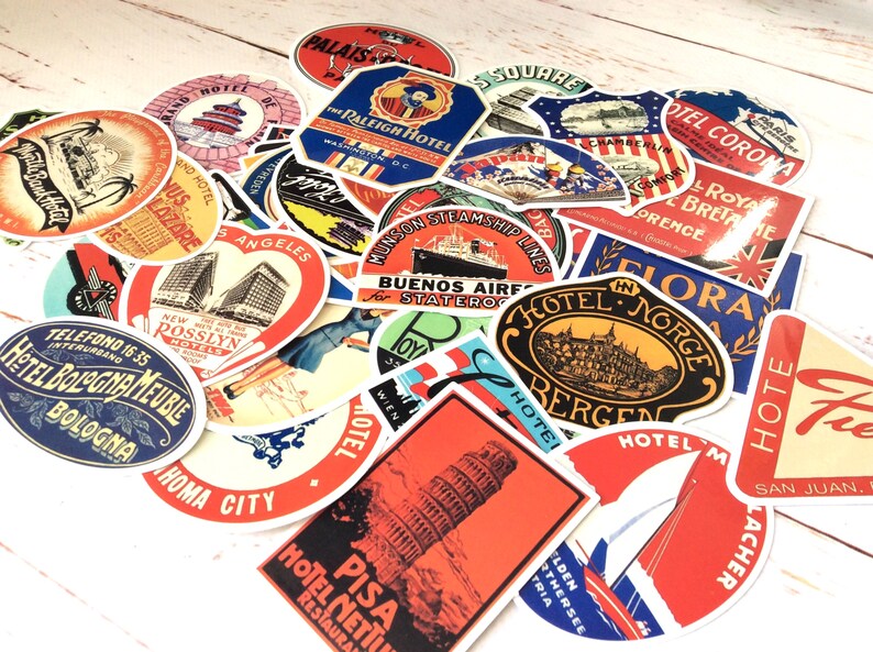 travel sticker set travellers journal deco vintage