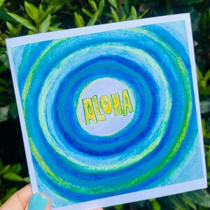 Tarjeta de arte de mandala Aloha/Hola/Hola/Hola Tarjeta de cumpleaños/Arte abstracto colorido para amantes del yoga/Tarjeta de amistad para cualquier ocasión/Buena suerte en los exámenes