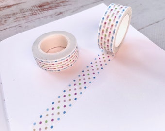 Rainbow Dotty Washi tape/ Pastel Polka Dot Bujo Planner tape/ Bullet Journal deco