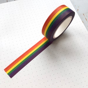 Rainbow stripe Washi Tape Stripey Scrapbook tape. Planner Deco tape UK