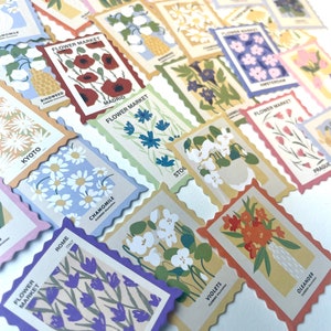 Floral Stamp Stickers/ Flower Scrapbooking stamps/ Florals Art Journal/ Collage Botanical planner