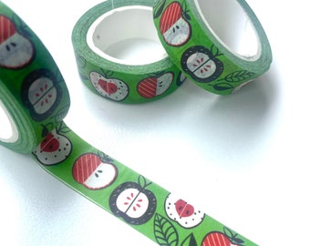 Apples  washi tape, Red  and Green Apple craft tape, Fruit Food planner deco