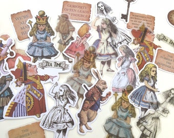 Alice in Wonderland  planner stickers set of 10/ Book Lover Cute Scrapbook Art Journal sticker set