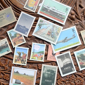 Pegatinas de sellos de viaje Set/ Travel Journal Deco / Sellos postales de inspiración vintage,