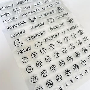 Bullet Journal Set Up Silicone Stamp/ Bujo Calendar Date Clear stamp/ Weekly Monthly Planner Rubber stamps