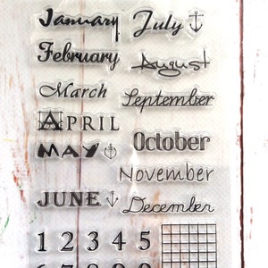 Bullet Journal Months Lettering Silicone Stamp/ Bujo Calendar Date Clear stamp/Monthly Planner Rubber stamps