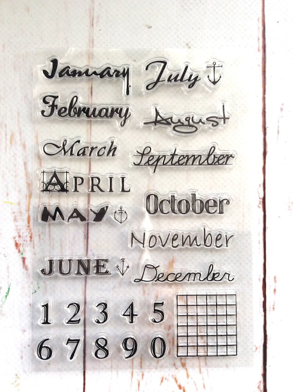 Bullet Journal, inscription des mois, tampon en silicone, calendrier Bujo,  date, tampon transparent, agenda mensuel, tampons en caoutchouc
