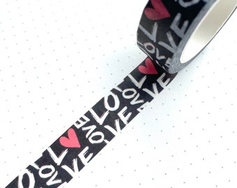 Love Lettering Washi tape/ Graffiti  Love heart Bujo Planner tape/ Bullet Journal deco