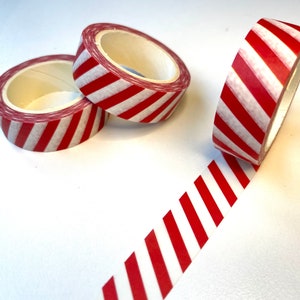 Red Candy Stripe Washi Tape/ Sweet Shop/ Barbers Striped Deco bullet Journal Planner tape