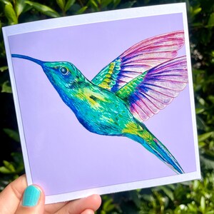 Tarjeta para amantes de los pájaros colibríes/tarjeta de felicitación en blanco para cualquier ocasión/pájaros coloridos/amamos la naturaleza/tarjeta de regalo
