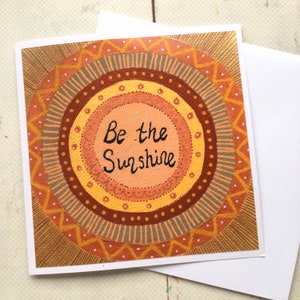 Be the Sunshine-kaart/mandala inspirerende citaten kunstkaart/verjaardag/veel geluk beterschapskaart/yogaliefhebber kleurrijke woorden van wijsheid