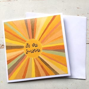Sunshine inspirerende citaten kunst kaart/verjaardag/veel geluk beterschap kaart/yogaliefhebber kleurrijke abstracte kunstwerken/woorden van wijsheid