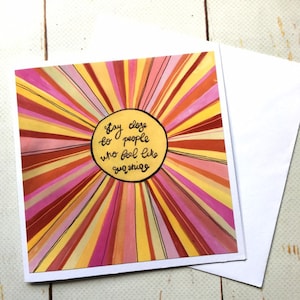 Tarjeta de arte con citas de sol/cumpleaños divertido/tarjeta de buena suerte y recuperación pronto/amante del yoga obras de arte abstractas coloridas/palabras de sabiduría
