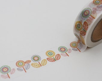 Floral washi tape/ Bullet Journal Scandinavian design, Flower Planner tape/ Scandi Scrapbooking tape