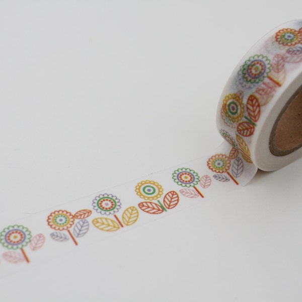 Floral washi tape/ Bullet Journal Scandinavian design, Flower Planner tape/ Scandi Scrapbooking tape