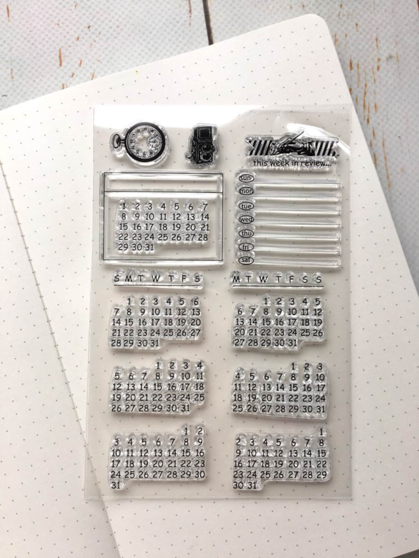 Bullet Journal Silicone Stamp/ Bujo Calendar Date Clear stamp/ Etsy