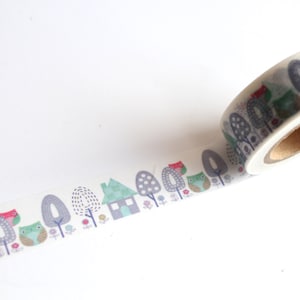 Nastro Washi scena di strada, nastro Planner blu pastello / decorazione per scrapbooking dal design scandinavo
