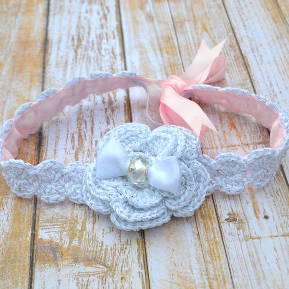 Items similar to Photo prop headband, crochet headband, baby shower