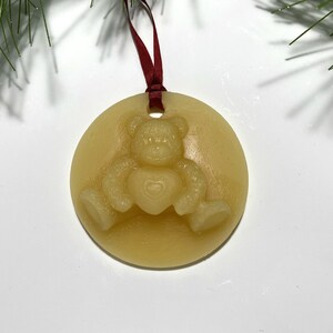 Beeswax Teddy Bear Ornament, Teddy Bear Ornament, Christmas Teddy, Bear Ornament, Heart Ornament