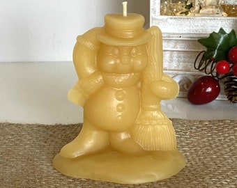 Beeswax Snowman Candle, Snowman Decor, Snowman Gifts, Frosty the Snowman, Winter Snowman