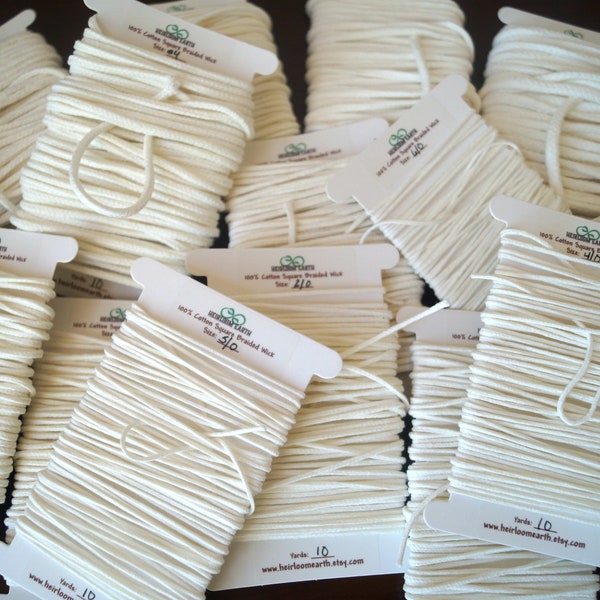 Bulk Pack Square Braided Cotton Candle Wick, Beeswax Candle Wicks, Wicks for Candles, Wicks Beeswax Candles, Cotton Wick