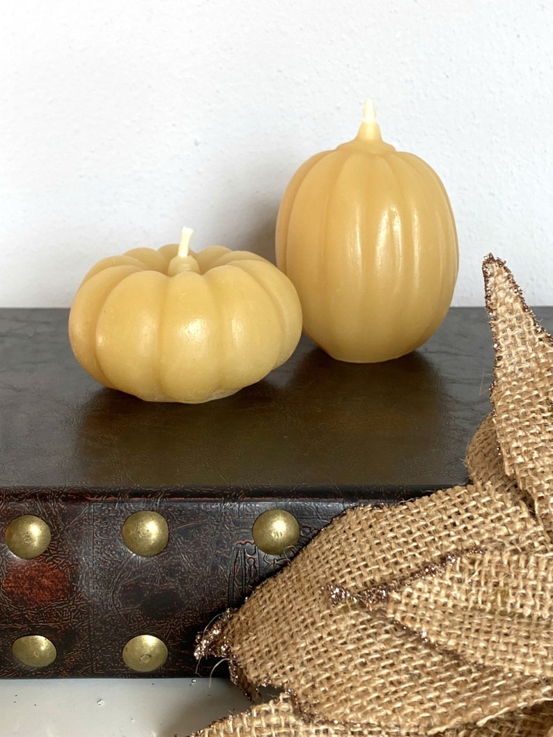 Beeswax Pumpkin Candle Set Small Decorative Candles Pumpkin Etsy