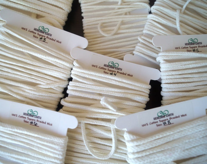Variety Packs Square Braided Cotton Candle Wick, Beeswax Candle Wicks