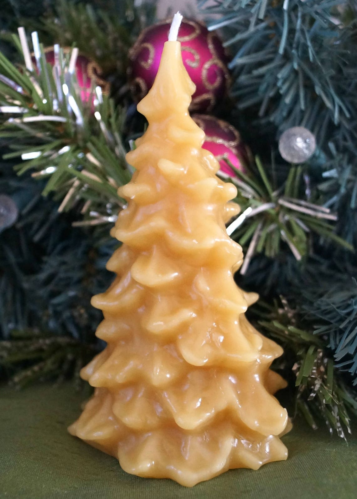 Beeswax Pine Tree Candle Pure Beeswax Candles Beeswax Etsy