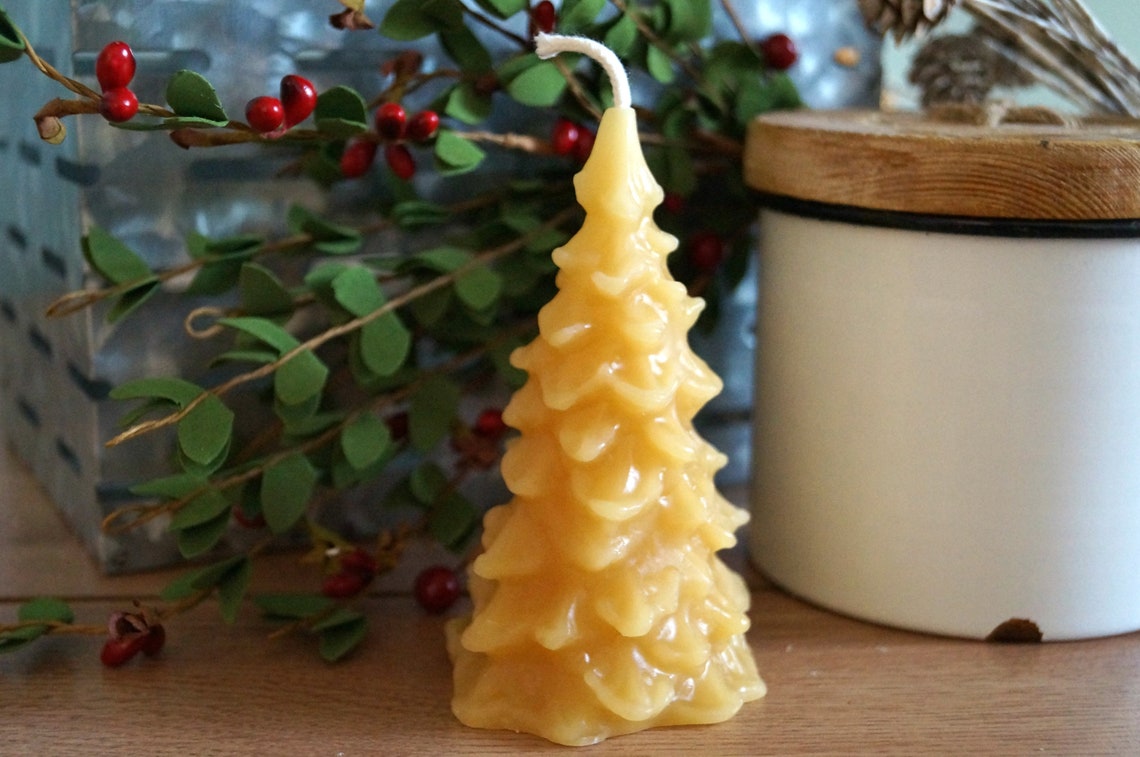 Beeswax Pine Tree Candle Pure Beeswax Candles Beeswax Etsy