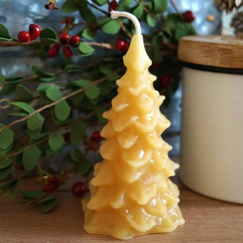 Beeswax Pine Tree Candle Pure Beeswax Candles Beeswax Etsy