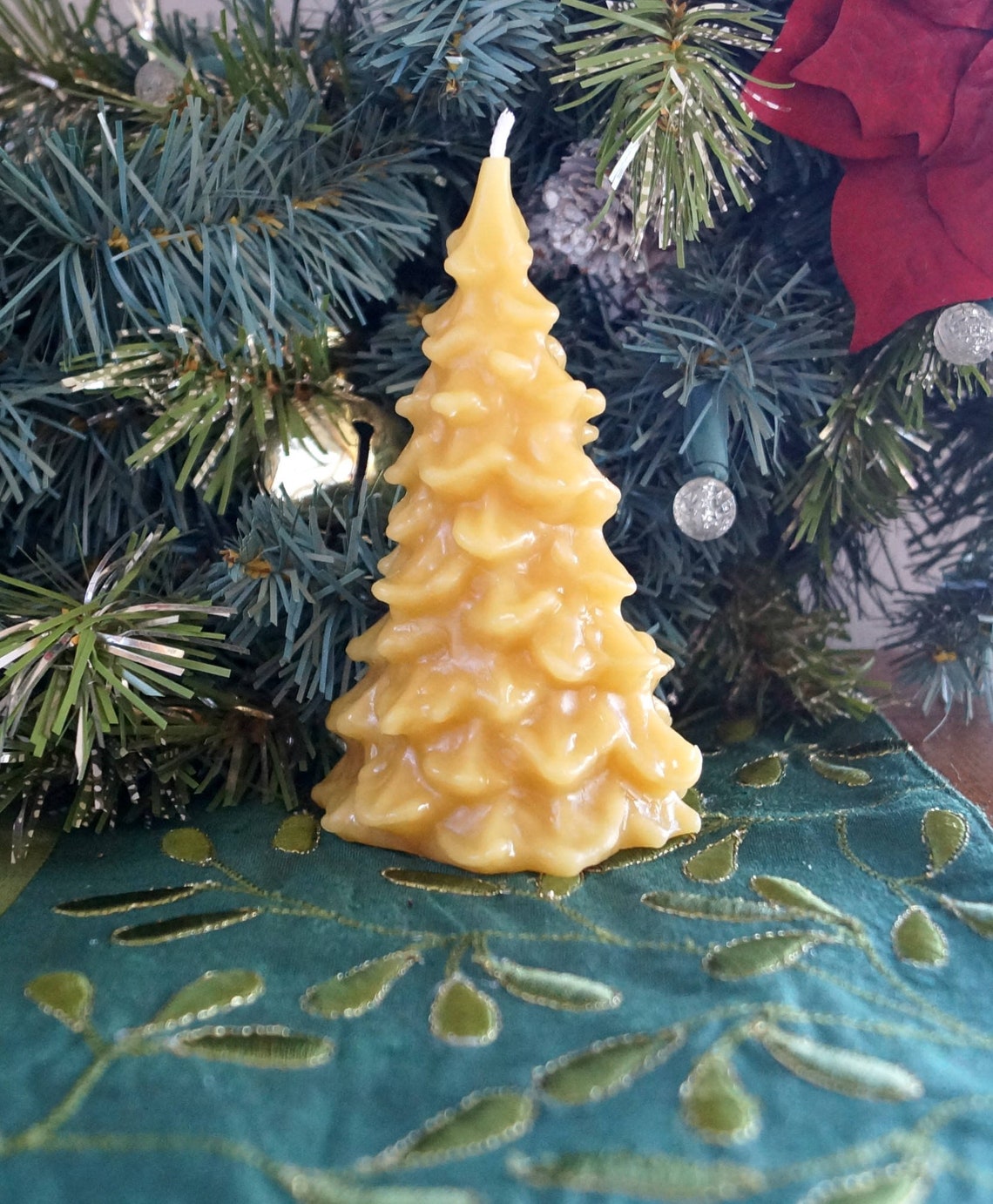 Beeswax Pine Tree Candle Pure Beeswax Candles Beeswax Etsy