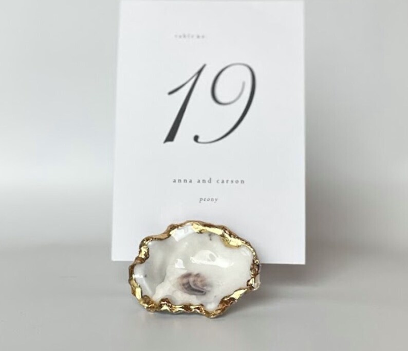 Silver Leaf Oyster Shell Table Number Card Holder Wedding Name Card ...
