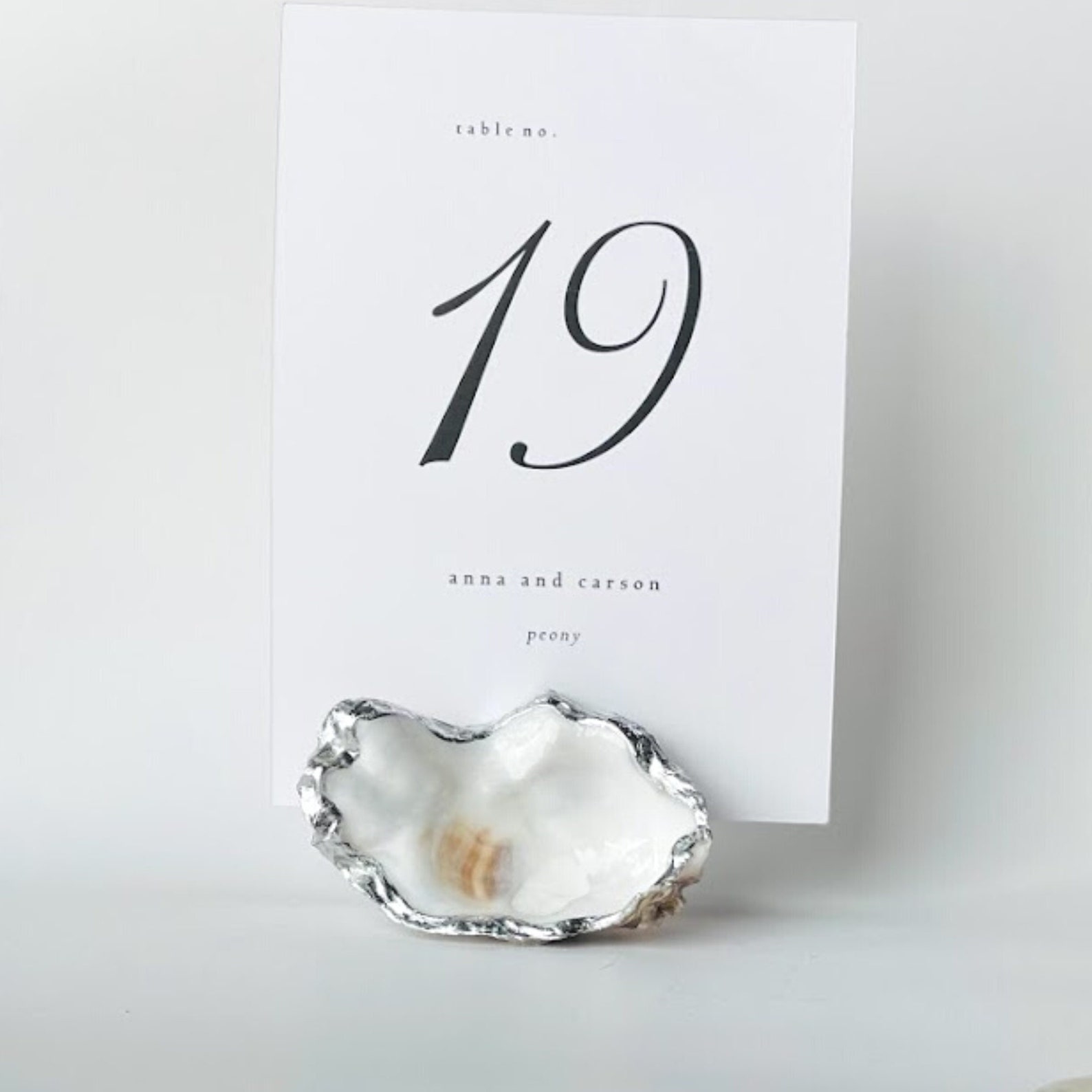 Silver Leaf Oyster Shell Table Number Card Holder Wedding Name Card ...