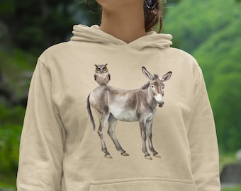Wise donkey pun hoodie. Sarcastic animal pun humor hooded sweatshirt