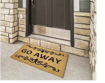 Go away doormat. Funny door mat.