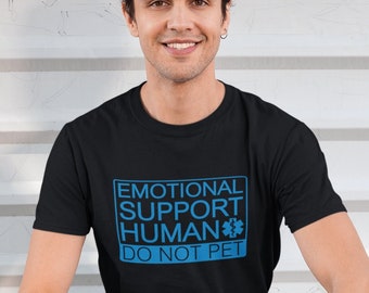 Emotional support human do not pet funny short sleeve t-shirt.