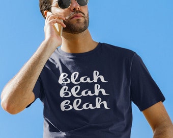 Funny blah short sleeve t-shirt. Sarcastic apathetic graphic tee.