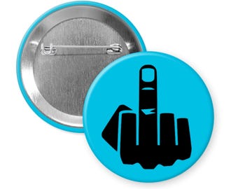 Middle finger flip off pinback button or magnet