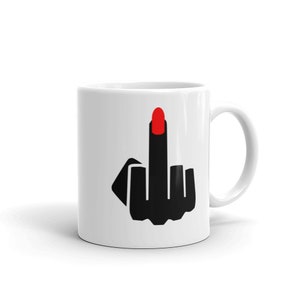 Middle finger coffee mug. Ladies long red fingernail flip off ceramic coffee mug. 11 Fluid ounces