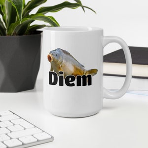 Carpe Diem mug. Funny carp fish pun dad joke seize the day ceramic mug. image 4