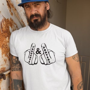 F your Thoughts and prayers t-shirt. Middle finger flip off shirt