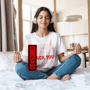 Obszönität Danke Einkaufstüte Print T-Shirt. F Wort Grafik-T-Shirt