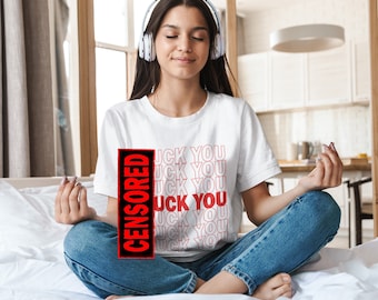 Camiseta con estampado de bolsa de supermercado con palabras malsonantes. Camiseta con gráfico de palabra F.