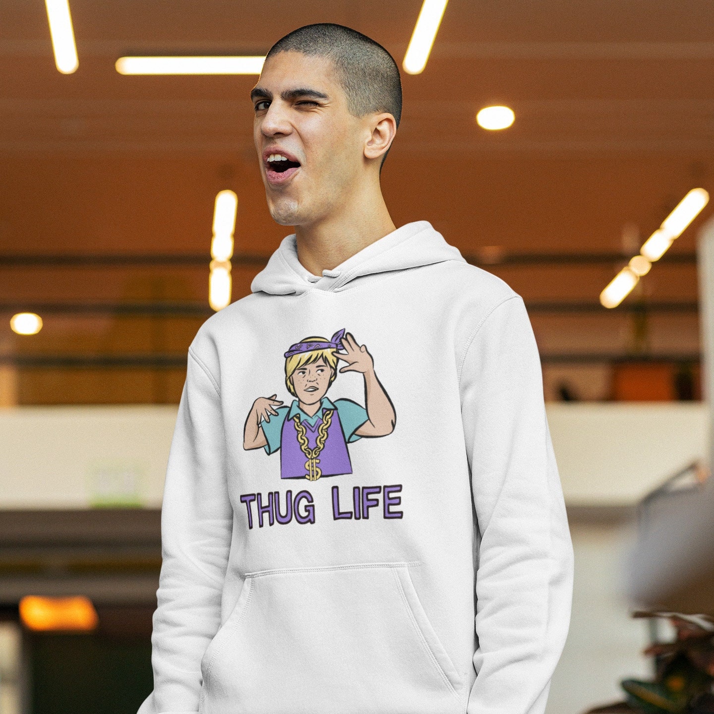 Troll Face Thug Life Sunglasses Funny Meme Youth Crewneck T Shirts Boy or Girl