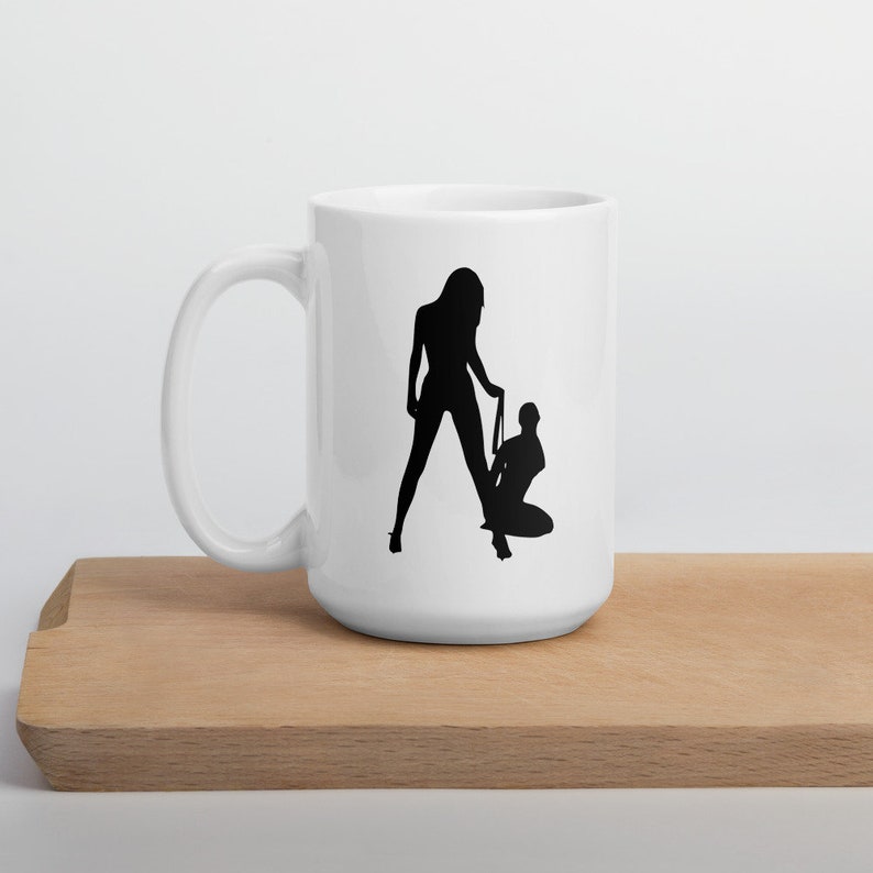 BDSM slave coffee mug. LGBTQ lesbian domination and submissive. Fun bondage s and m gift. image 1