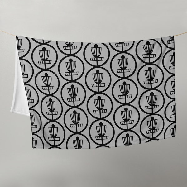 Disc golf fleece Throw Blanket. Disc golf basket pattern sports blanket.